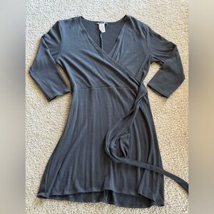 Elegant Charcoal Wrap Dress